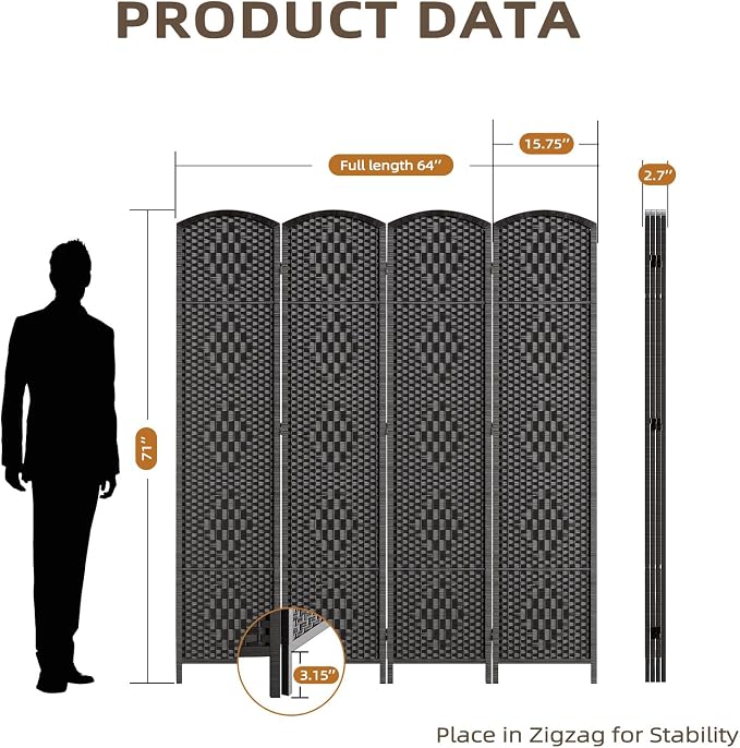 HALLYBEE Room Divider for Space Separation, Room Dividers and Folding Privacy - Image 2
