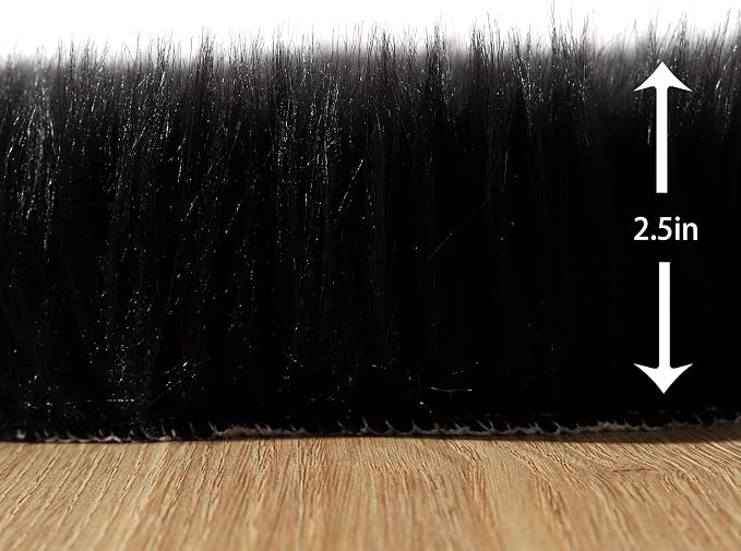 Faux Fur Rug Runner 2x6 ft Black - Image 7