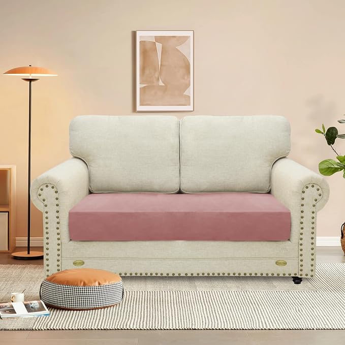 MAXIJIN Velvet Stretch Couch Cushion Covers Soft Loveseat Cushion Cover - Image 2