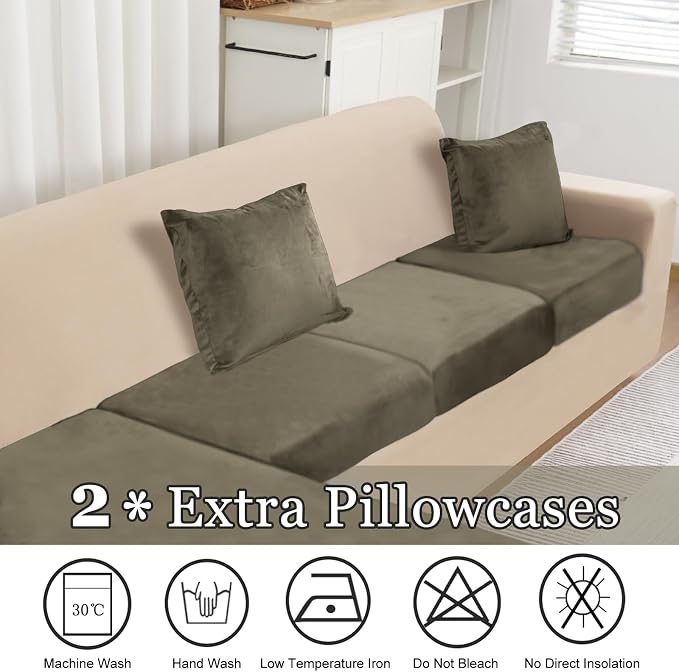 Sectional Couch Cover 4 Pieces Velvet Separate Couch Cushion Covers L Shape - Image 5