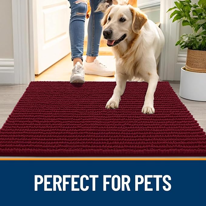 OLANLY Dog Door Mat for Muddy Paws 44x24, Ultra Absorbent Chenille Mud Doormat - Image 6