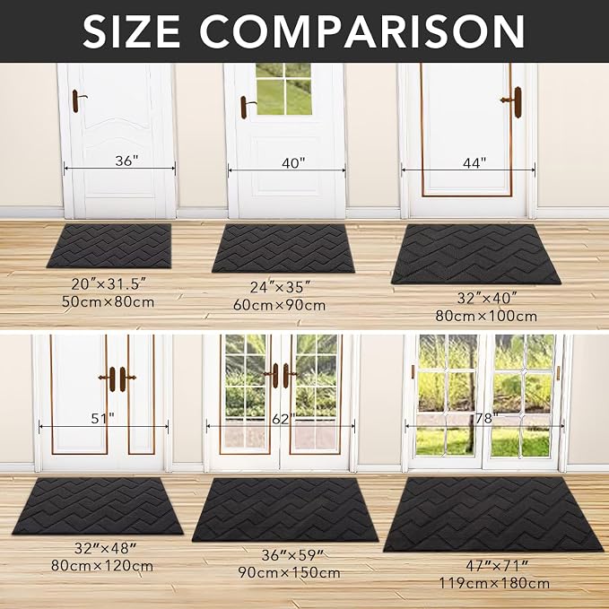 hicorfe Dirt Trapper Indoor Doormat, Non Slip Backing Washable Door Mats - Image 5