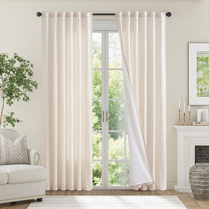 jinchan Weslie Boho Lined Linen Curtains - Image 3