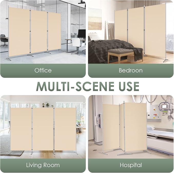 RANTILA 3 Panel Room Divider, 6 Ft Tall Folding Privacy Screen Freestanding - Image 7