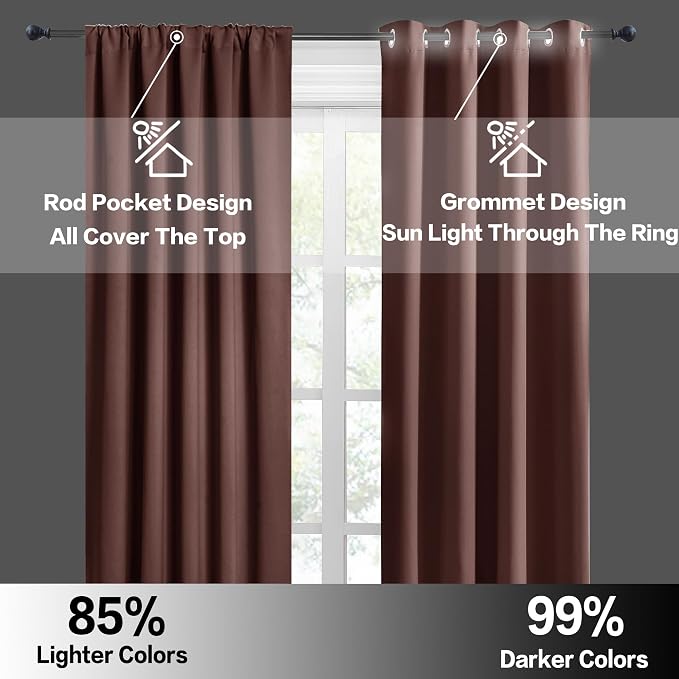 RYB HOME Blackout Curtains for Bedroom Living Room 63 inches Long, Thermal - Image 5