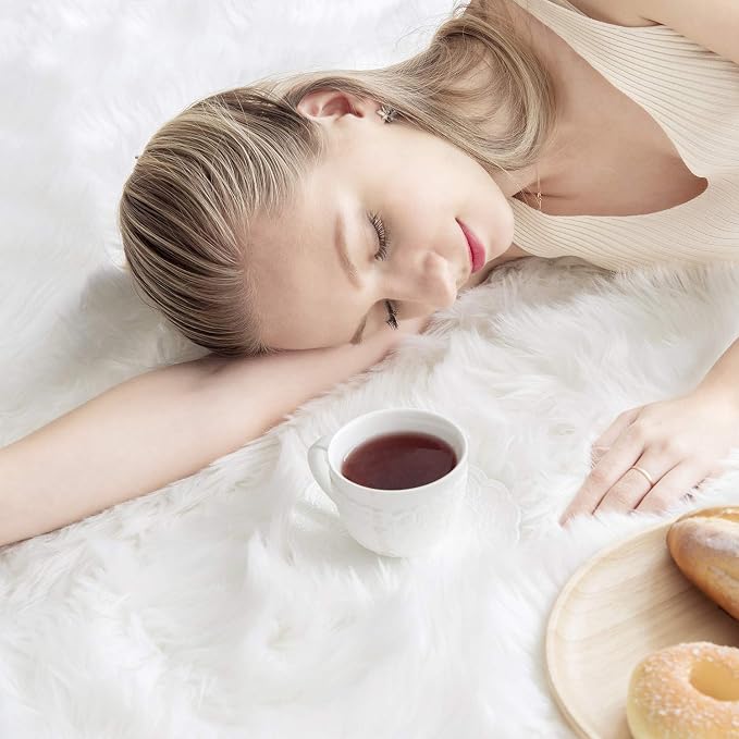 Ashler Faux Fur Rug, Fluffy White Small Sheepskin Rug, Ultra Soft 2x3 Ft Mat - Image 5
