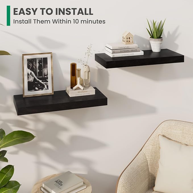 Solid Wood Floating Shelves For Wall, 24”W x 9”D x 1.56”H Large Wall Shelves - Image 4