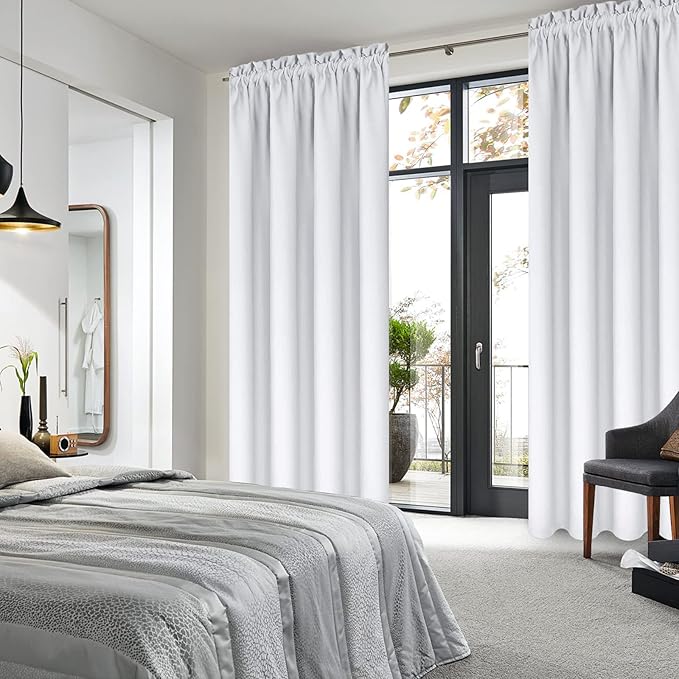 DWCN Greyish White Room Darkening Blackout Curtains - Image 2