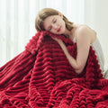 NEWCOSPLAY Super Soft Throw Blanket Red Premium Silky Flannel Fleece 3D Ribbed by NEWCOSPLAY