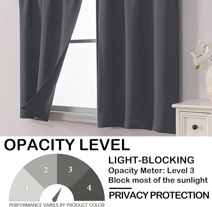 OVZME Charcoal Grey Blackout Curtains - Image 6