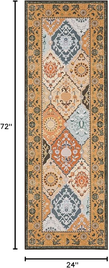 Phantoscope Washable Runner Rug 2'x6' Non-Slip, Vintage Boho Hallway Rugs - Image 2