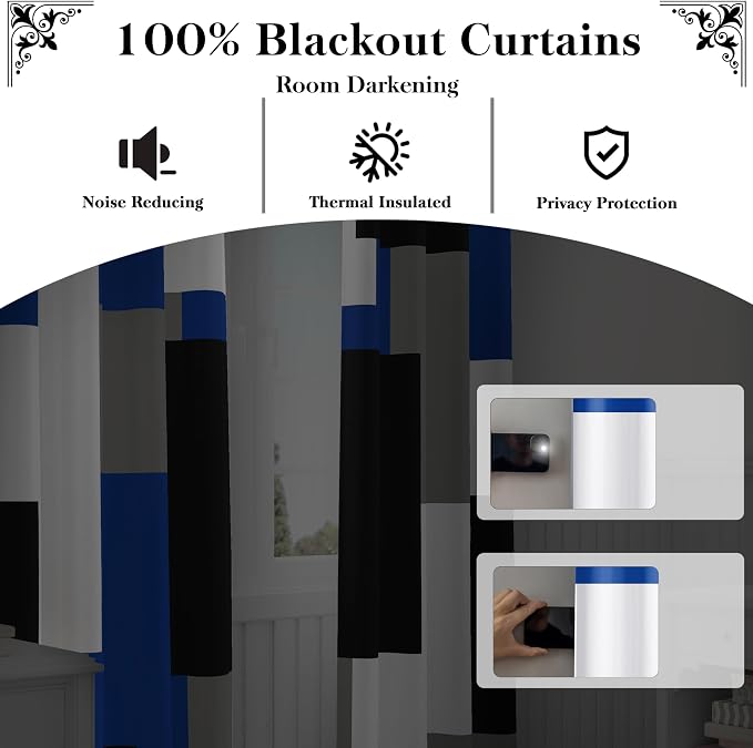 Tyrot Royal Blue 100% Blackout Curtains - Image 3