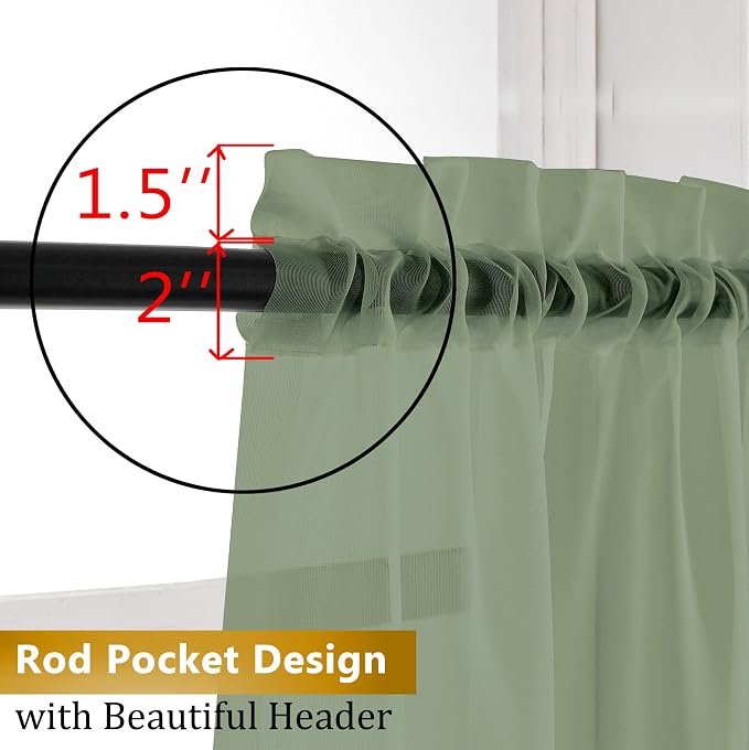 Aiyufeng Long Sheer Curtains for Bedroom, Semi Sheer Privacy Curtains & Drapes - Image 5