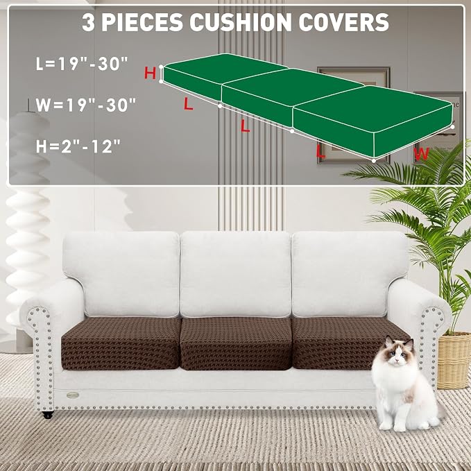 MAXIJIN Couch Cushion Covers for Sectional Sofa, Stretch Sofa Cushion Cover - Image 2