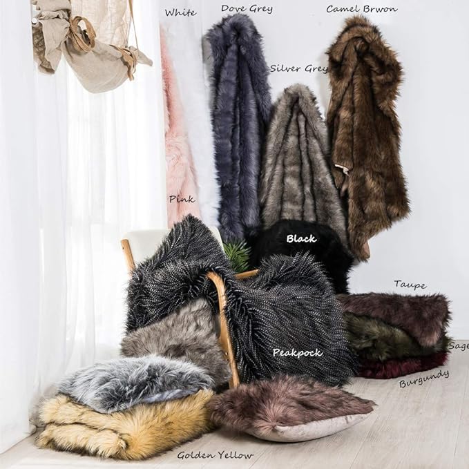 Luxury Plush Faux Fur Throw Blanket, Long Pile Golden Yellow - Image 7