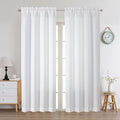 Chyhomenyc White Curtains 78 Inch Length 2 Panels Set, Faux Linen Textured by Chyhomenyc