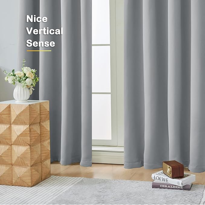OVZME Silver Grey Blackout Curtains - Image 9