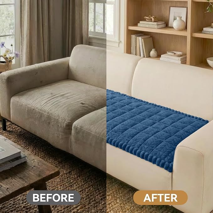 Smiry Non Slip Couch Covers for Dogs, Fuzzy Pet Couch Covers for 2 Cushion Sofa - Image 5