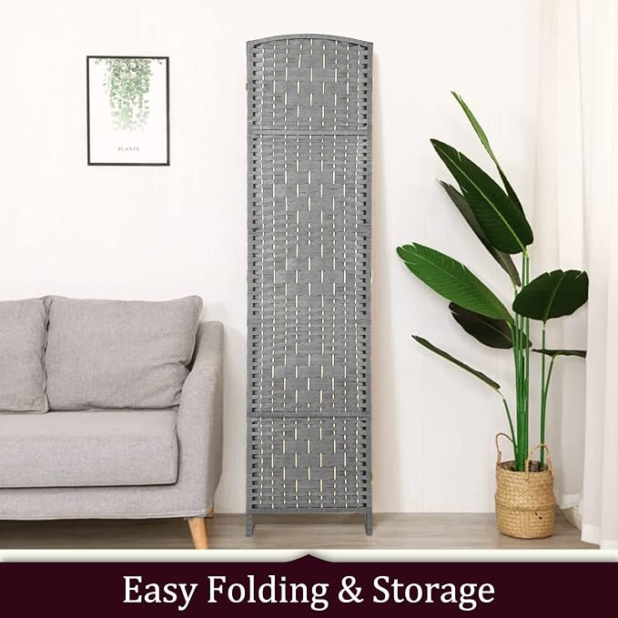 Rose Home Fashion Room Divider 5.6 ft.Tall-15.7" Wide Weave Fiber 8 Panels Room - Image 5