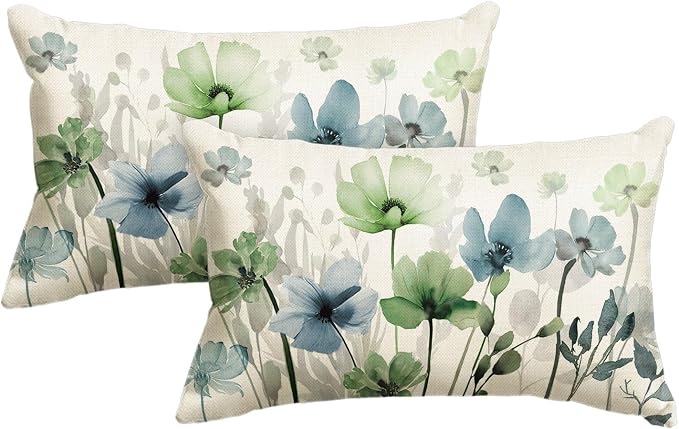 AVOIN colorlife Poppy Flowers Chinoiserie Throw Pillow Covers, 12 x 20 Inch by AVOINcolorlife