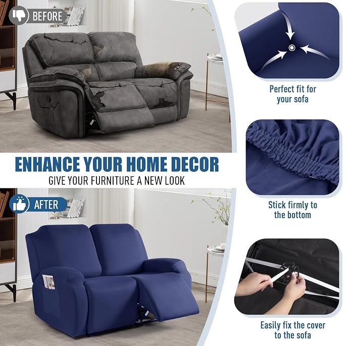 TAOCOCO Stretch Recliner Loveseat Cover 2 Pieces Couch Covers - Image 5