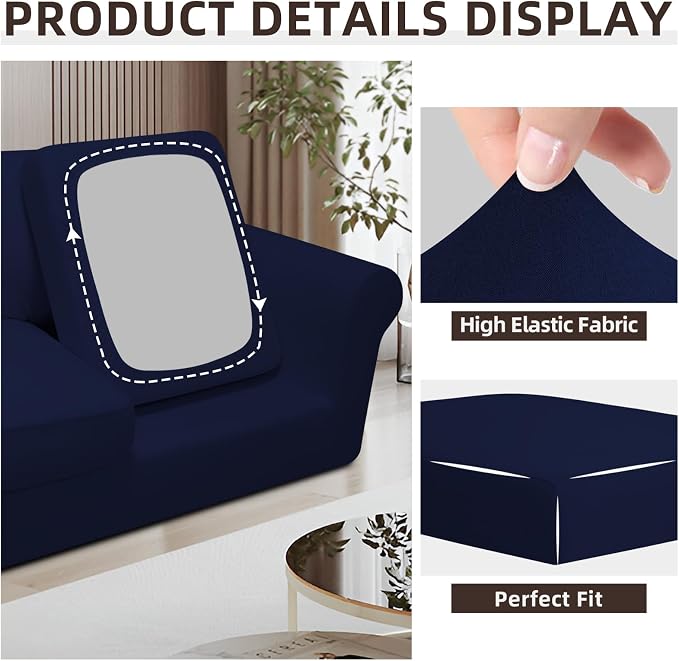 Easy-Going 3 Pieces Stretch Chair Cover Washable Chair Slipcover Set - Image 6