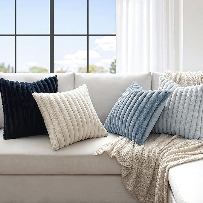 MIULEE Faux Fur Plush Decorative Throw Pillow Covers 18x18 Set of 4, Spring - Image 2