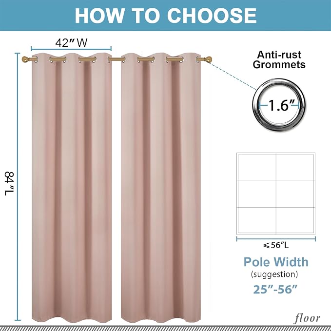 Diraysid Blush Grommet Blackout Curtains - Image 6