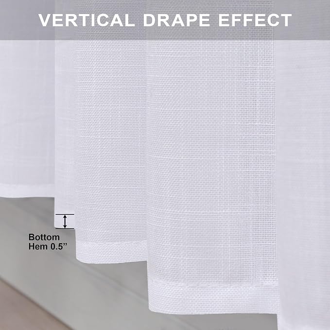 White Extra Long Curtains 9 FT for Living Room 2 Panel Sets Rod Pocket Back Tab - Image 7