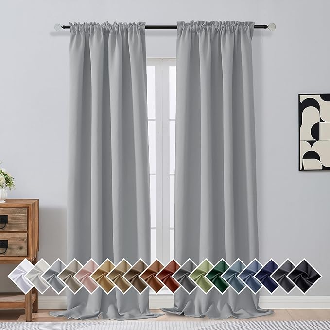 OVZME Silver Grey Blackout Curtains by OVZME