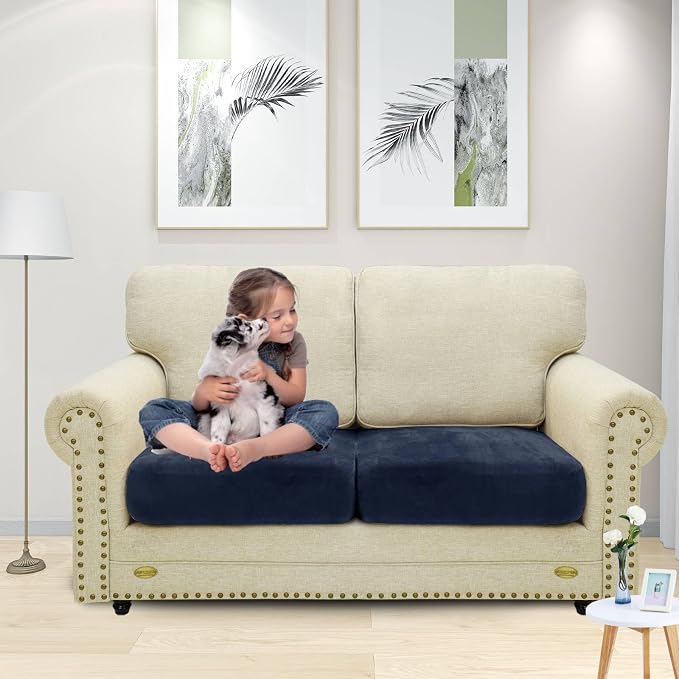 MAXIJIN Velvet Stretch Cushion Covers Couch Cushion Slipcovers Loveseat Sofa - Image 2