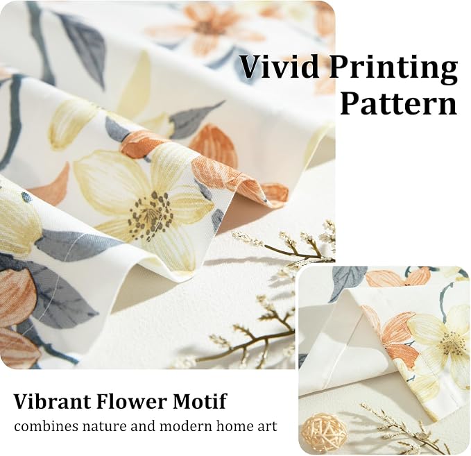 Leeva Farmhouse Lovely Flower Pattern Kitchen Valances, Light Filtering Rod - Image 3