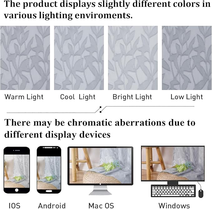 Lecloud Leia Light Grey 2 PCS Sheer Kitchen Curtains 30 Inch Length, Breathable - Image 4