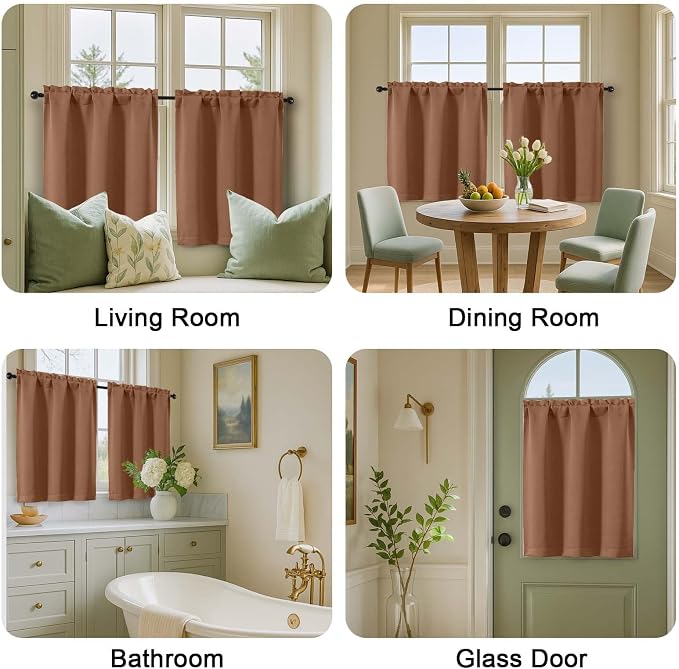 OVZME Kitchen Curtains for Small Window Treatment, Light Filtering Short Cafe - Image 9