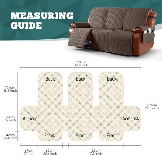 Ruaozz Waterproof Recliner Sofa Covers, 1-Piece Couch Covers - Image 2