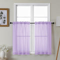 Gwine Lilac Sheer Kitchen Curtains 36 Inch Length, Light Filtering Voile Soft by Gwine