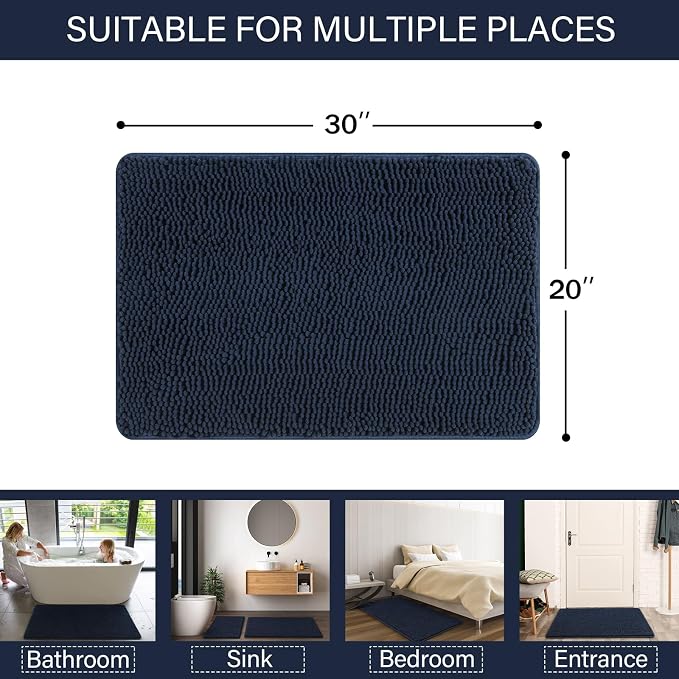 LOCHAS Luxury Bathroom Rug Shaggy Bath Mat 20 x 30 Inch, Washable Non Slip Bath - Image 2