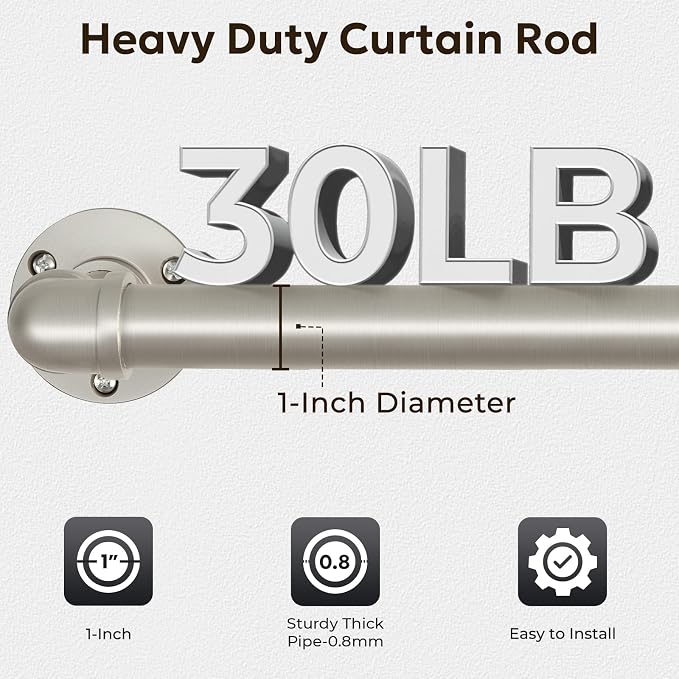 Zeerobee Curtain Rods for Windows 144 to 168, 1 Inch Industrial Wrap Around - Image 4