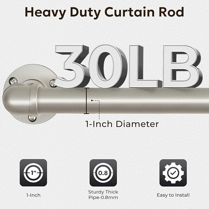 Zeerobee Curtain Rods for Windows 66 to 120, 1 Inch Industrial Wrap Around - Image 4