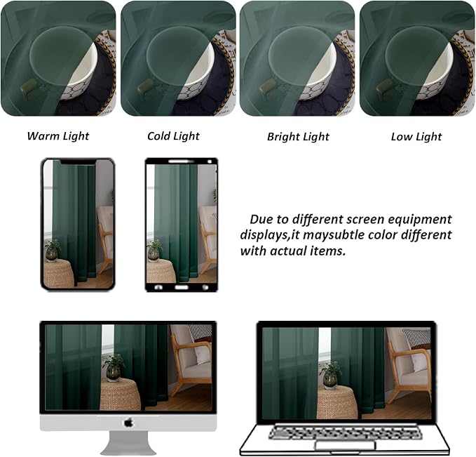 Chyhomenyc Stone Blue Sheer Curtains 84 Inch Length 2 Panels, Light Filtering - Image 8