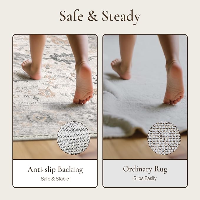 GENIMO 8x10 Area Rugs for Living Room, Machine Washable Non Slip Vintage Rugs - Image 6