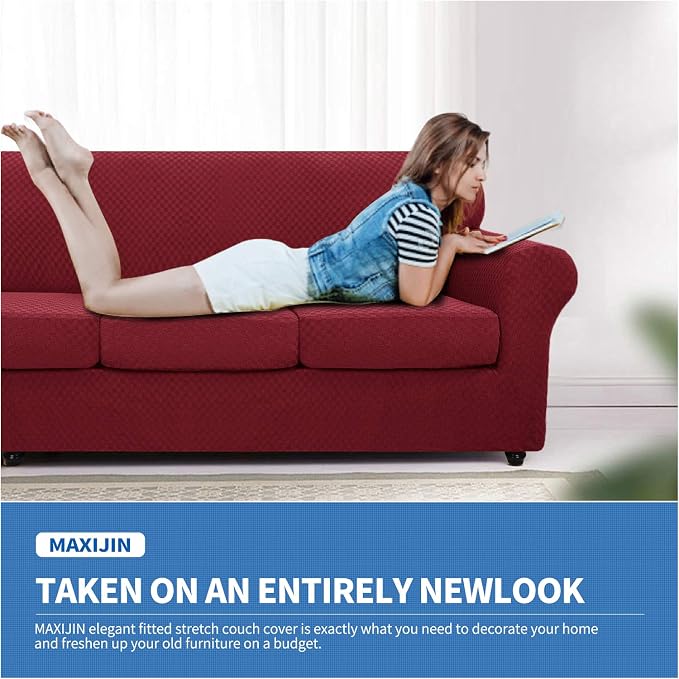 MAXIJIN 4 Piece Jacquard Extra Large Couch Covers - Image 3