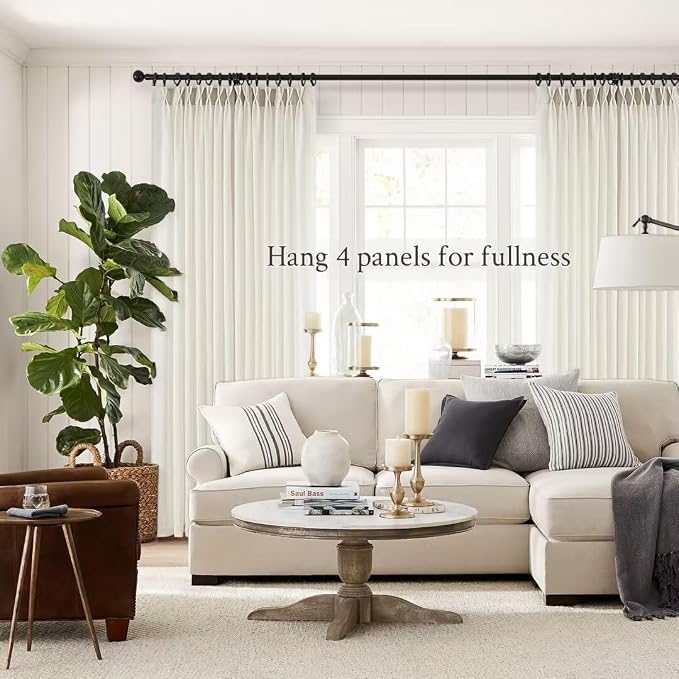 Topfinel 105 Inch Curtains 1 Panels Set, Two Packs Pinch Pleat Back Tab Linen - Image 6