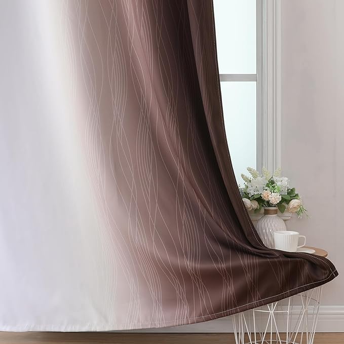 Estelar Textiler Brown and Greyish White Blackout Curtains - Image 6