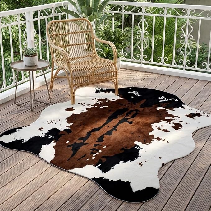 MustMat Faux Cowhide Rug 4'7''×5'3'' Cute and Soft Animal Print Area Rug - Image 10