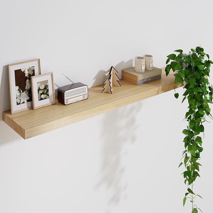 Solid Wood Floating Shelves For Wall, 48”W x 9”D x 1.56”H Large Wall Shelves by Marsmiles