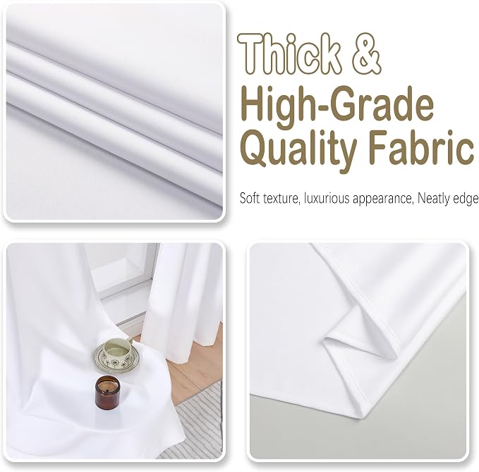 OVZME Pure White Curtains for Bedroom 84 Inches Long 2 Pieces, Solid Thermal - Image 8