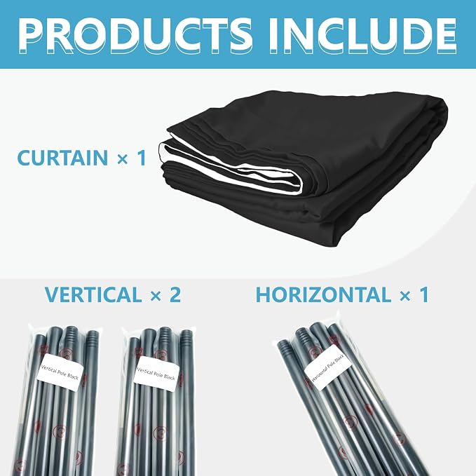 Jilron No-Drill Room Divider Curtain Set: Includes 106" W x 96" L Black Curtain - Image 7