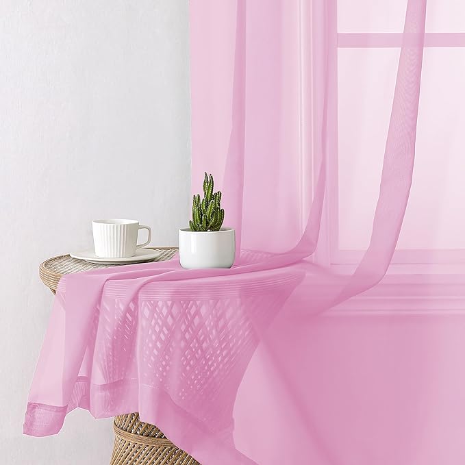 Aiyufeng Pink Sheer Curtain Window Drapes - Image 4