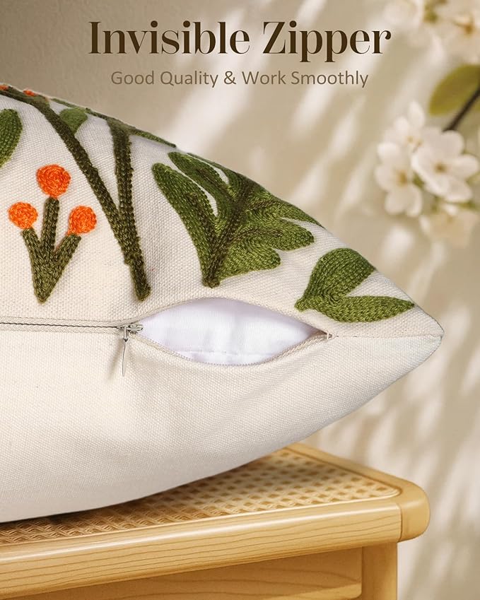 Embroidered Throw Pillow Cover 18x18 Inch - Image 3